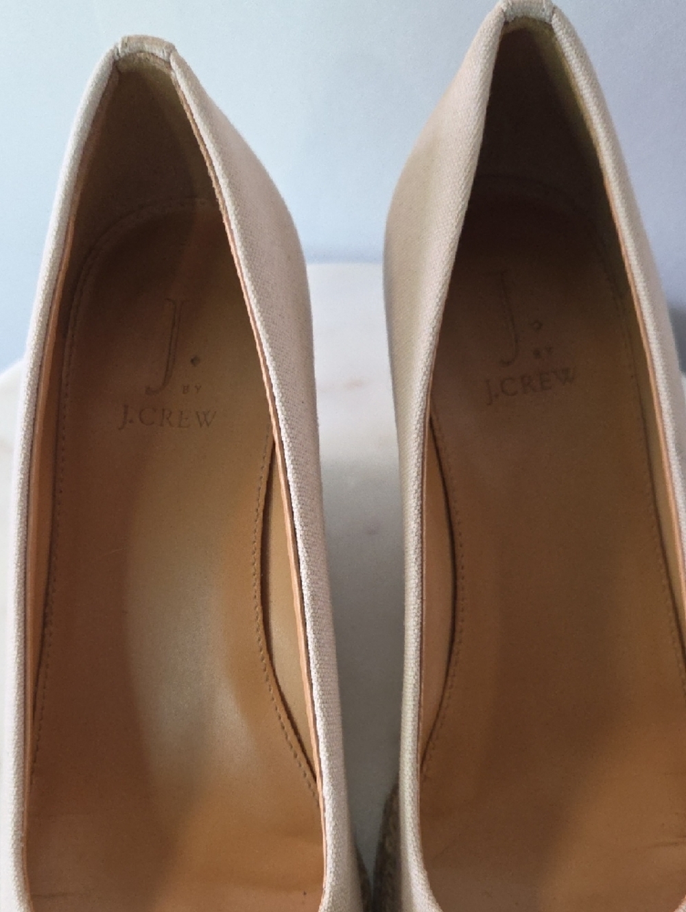 J. Crew Beige Canvas Espadrille Wedge Pumps Size 7.5 - Picture 7 of 7